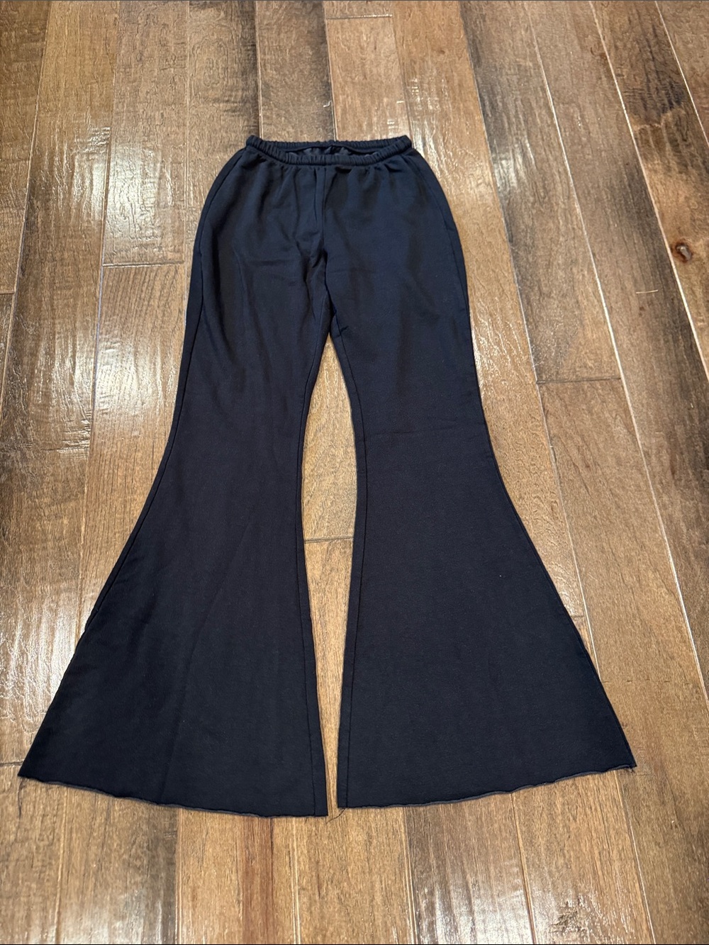 aerie Black Flare Knit Pants - Women's Wide Bell-Bottom Trousers